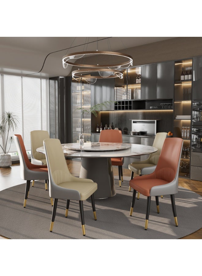 ويسفور مجموعة كراسي طعام مكونة من قطعتين: كراسي طعام مبطنة بالجلد من السيليكون والألياف الدقيقة، أنيقة ومريحة، مقعد سميك، ظهر مرتفع، كرسي كبير لغرفة الطعام في المطبخ، كراسي مطبخ بيج مع مسند ظهر - Image 5