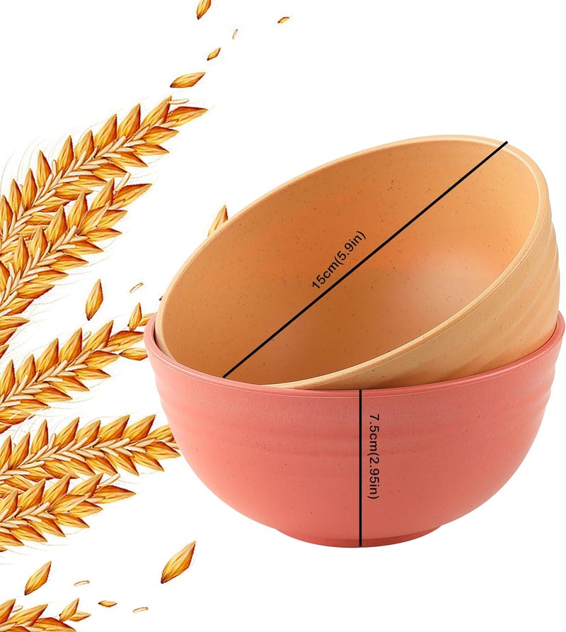 MONGSEW Unbreakable Wheat Straw Cereal Bowls Microwave  Dishwasher Safe Kitchen Bowls for Cereal Snack Rice Soup and Salad 4 Colors BPA Free 26oz Set of 8 - Image 2