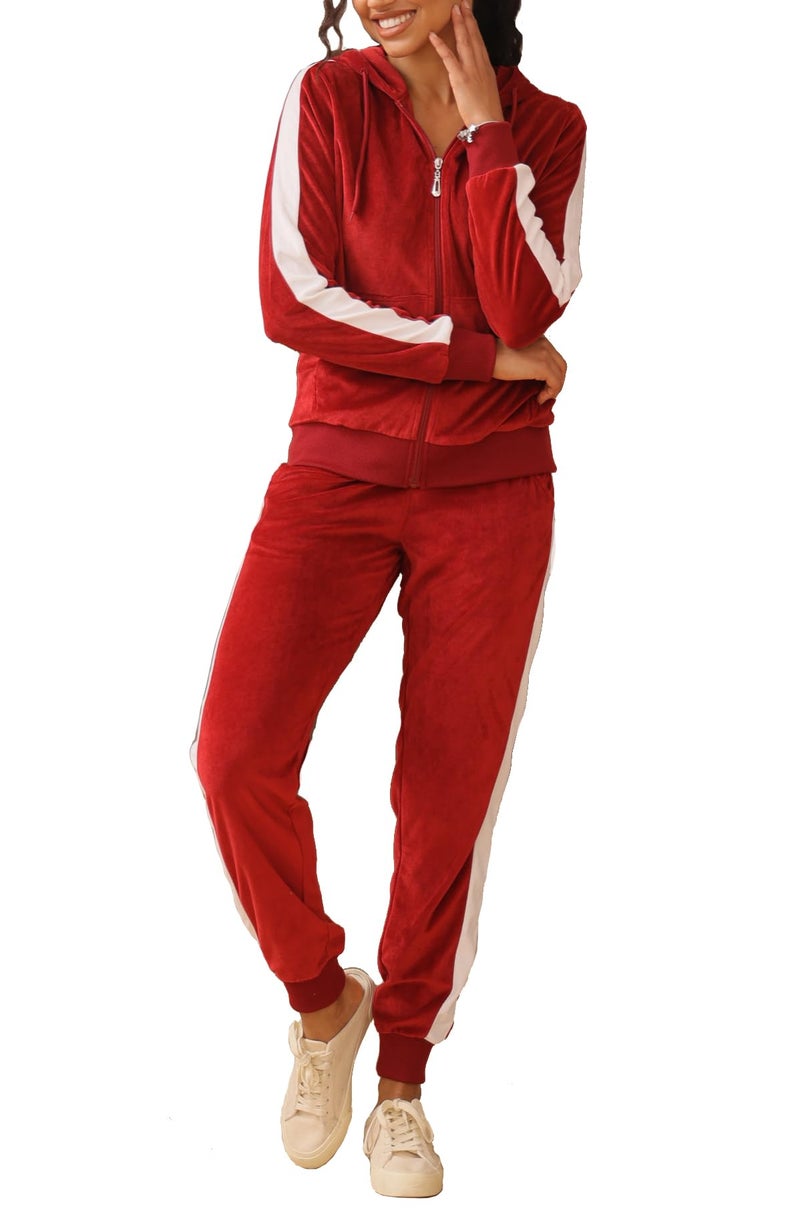 Facitisu Womens Velour Sweatsuit 2 Piece Velvet Tracksuit Sets - Image 1