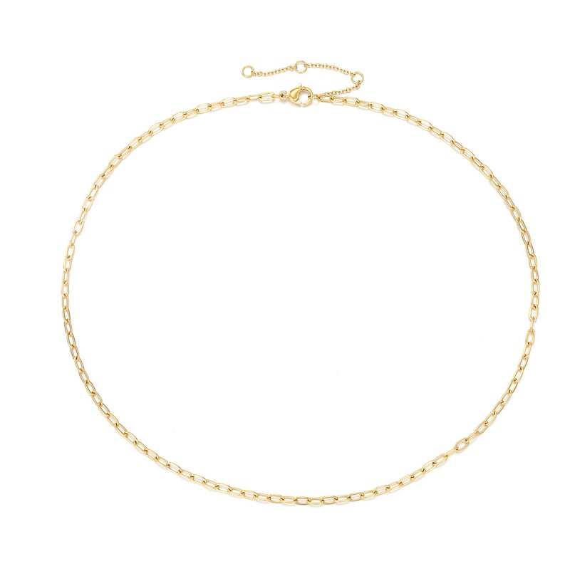 Lcherry Dainty Paperclip Choker Necklace 14K Gold Plated Paper Clip Chain Necklace for Women - Image 2