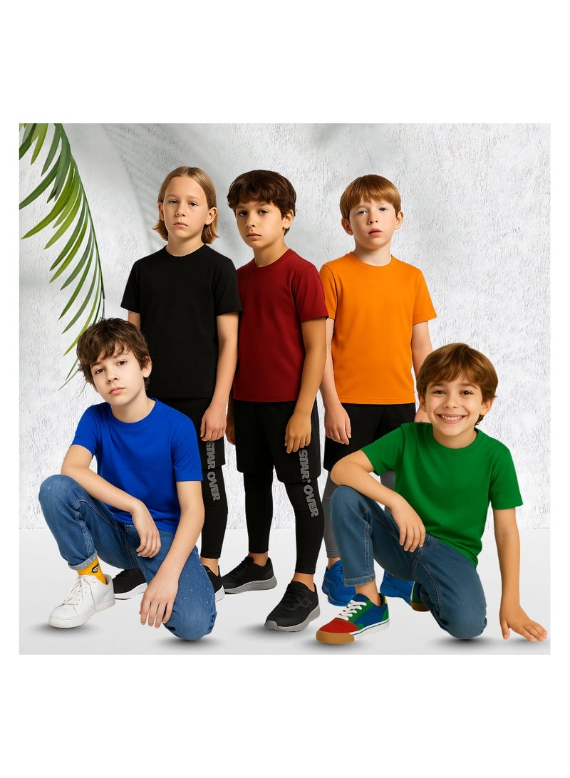 PRINTSHOP4ME Kids T-shirt 5 Packs 100% Cotton Short Sleeve Round Neck T-shirt - Plain T-shirt for Boys and Girls Unisex Tshirt - Kids Combo Pack - Image 4