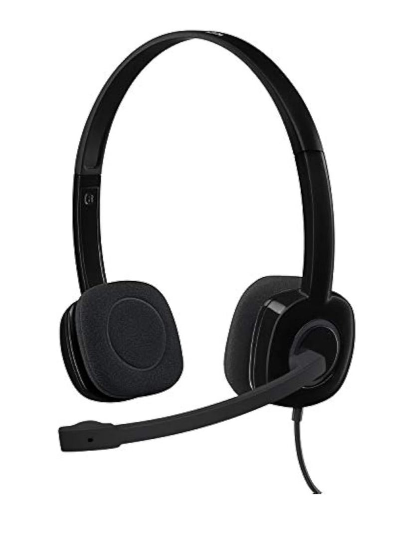 Logitech H151 Single Jack Wired On-Ear Stereo Headset - 981-000589 Black