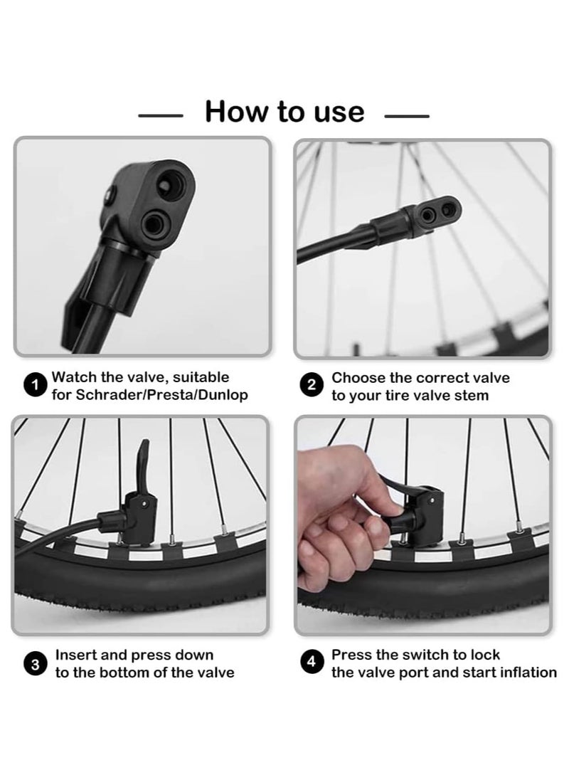 Portable Bike Floor Pump - 120PSI Bicycle Air Pump