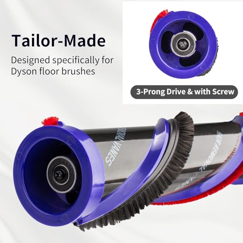 IOEALD For Dyson Roller Brush Replacement Roller with End Cap for Dyson V11 FluffyExtra V15 DetectFluffy V11 Absolute and V15 Detect High Torque Brush Bar Replace Part 97165501 and 97013501 - Image 3