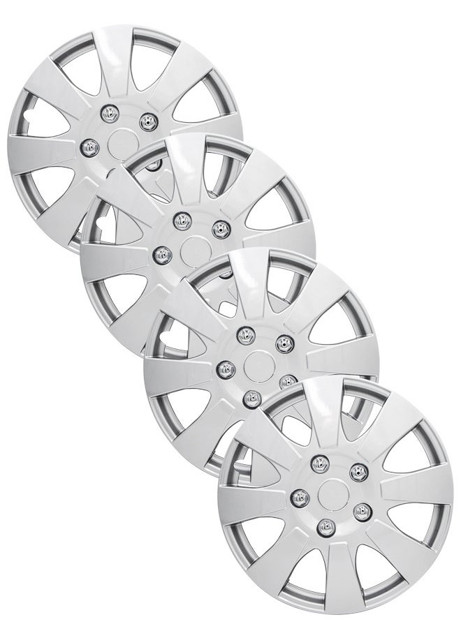 EMTC Pack of 4 EM-3137 Taiwan Wheel Cover | 13" Inch | Silver Universal Nested Style  - Image 1