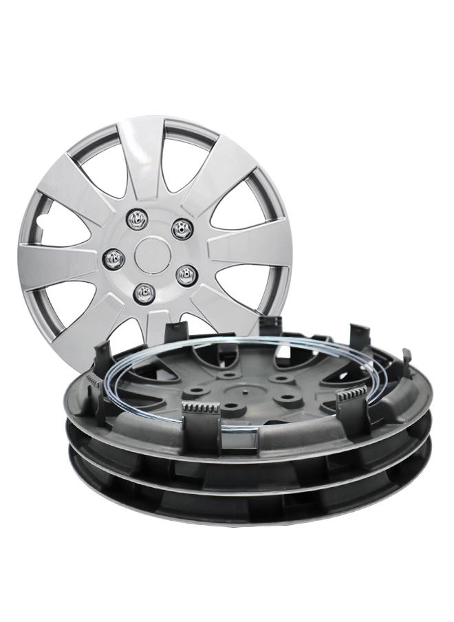 EMTC Pack of 4 EM-3137 Taiwan Wheel Cover | 13" Inch | Silver Universal Nested Style  - Image 4