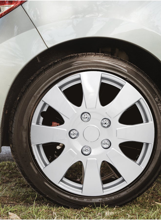 EMTC Pack of 4 EM-3137 Taiwan Wheel Cover | 13" Inch | Silver Universal Nested Style  - Image 3