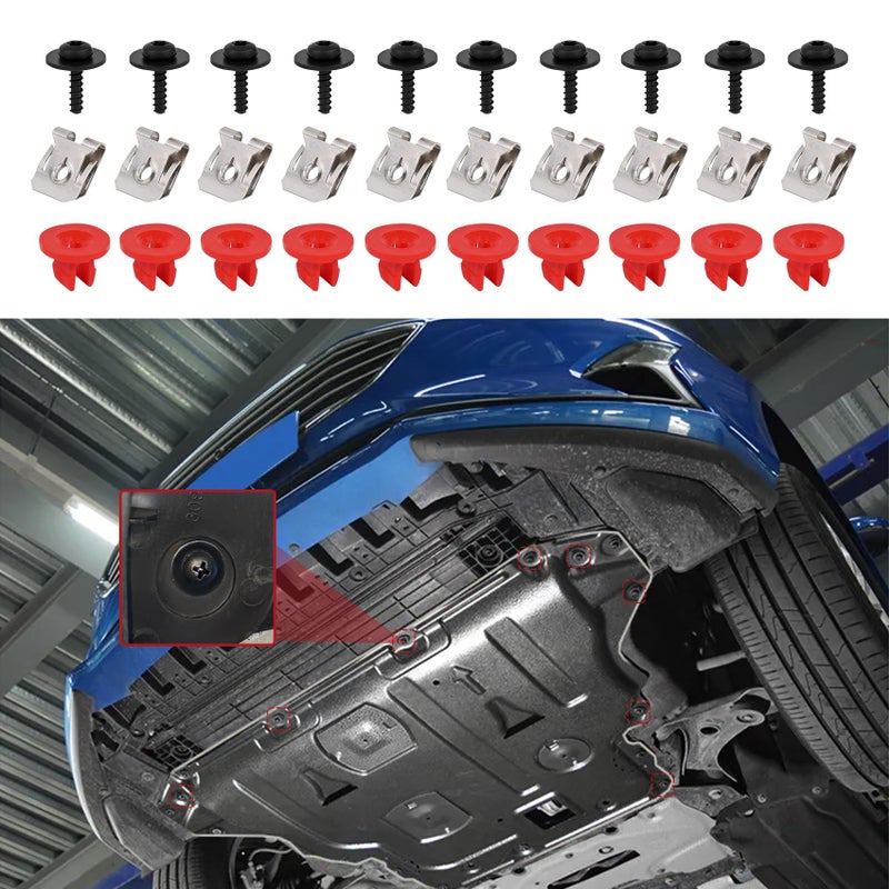 RGOAANC 30PCS T30 Engine Splash Shield Guard Undertray Cover Screws Bolt Nut Clip Kit Car Engine Screws Engine Splash Shield Retainers Compatible with Ford Escape Explorer CMax Lincoln Mondeo - Image 3