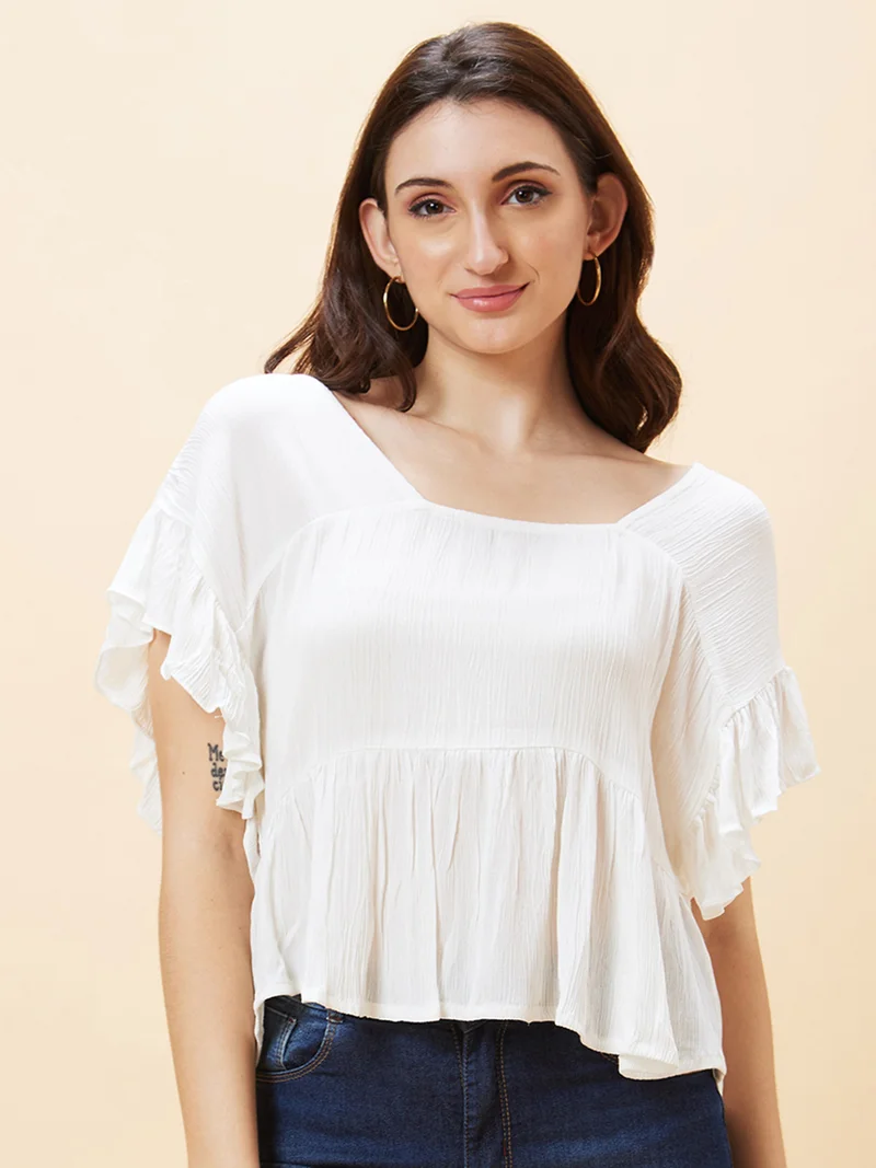 globus Women Flutter Sleeves Top