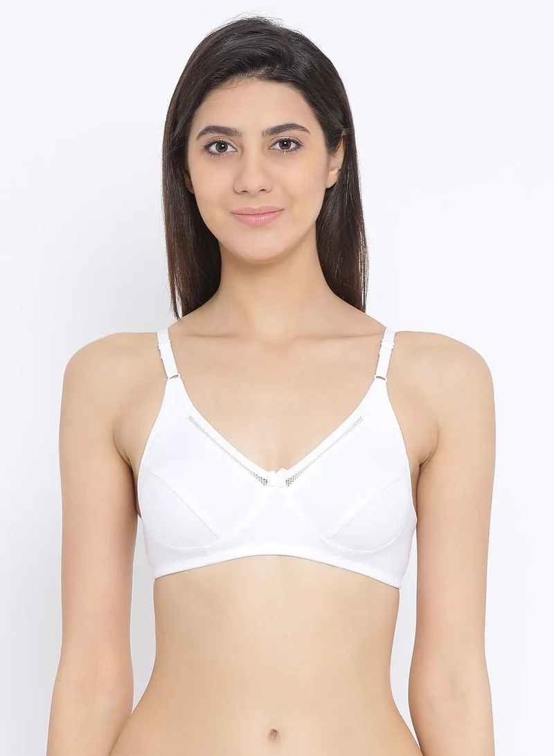 كلوفيا Clovia Non-Padded Non-Wired Full Coverage Bra In White-Cotton