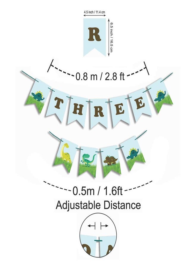 Inkdotpot Baby Birthday Decorations I Am Three Pennant Banner Flags Baby Boy Dinausour Birthday Garland - Image 3