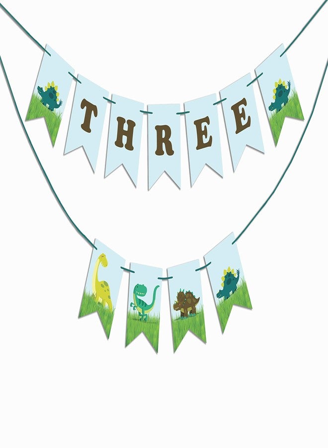 Inkdotpot Baby Birthday Decorations I Am Three Pennant Banner Flags Baby Boy Dinausour Birthday Garland - Image 1