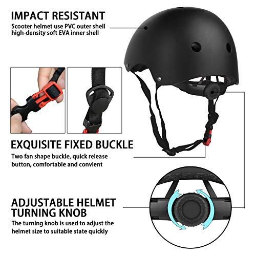 WayEee Kids Bike Helmet Set Skateboard Knee Pads, Helmet Pad Set Protective Gear Set, Adjustable for Girls Kids 3-10 Helmet Elbow Pads Wrist Guards for Sport Cycling Bike Roller Skating Scooter-Black - Image 5