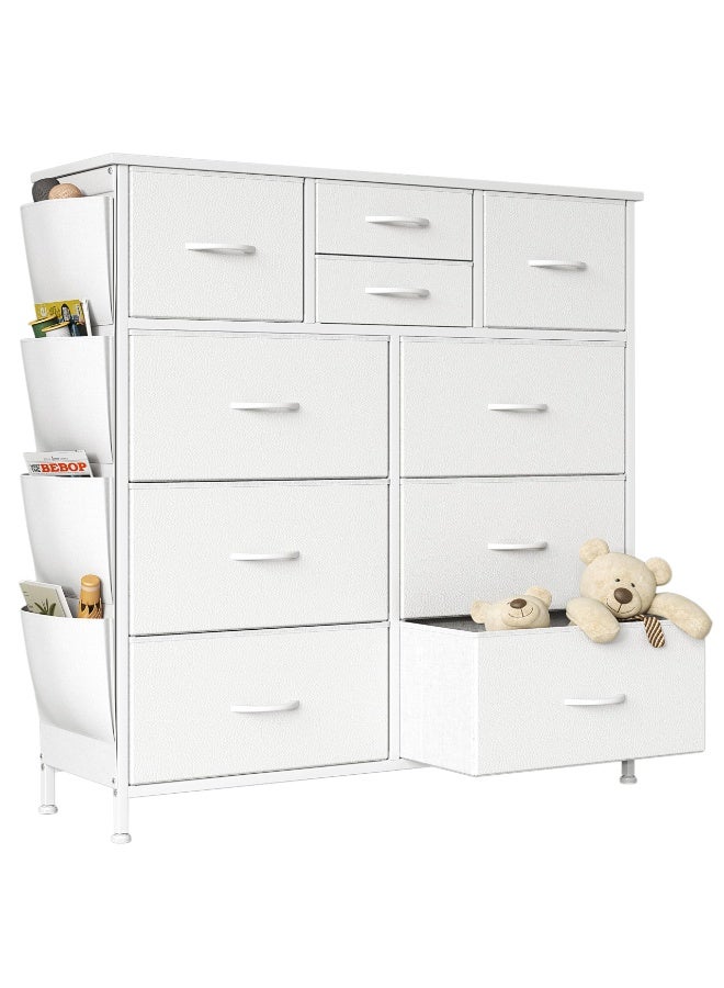 ACPLAY 10-Drawer Fabric Dresser with Side Pockets, Sturdy Storage Chest with Metal Frame & Wood Top, Organizer Unit for Bedroom, Closet, Hallway, Living Room - Image 1