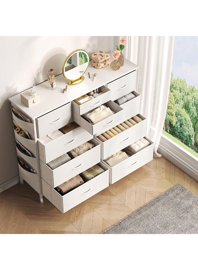 ACPLAY 10-Drawer Fabric Dresser with Side Pockets, Sturdy Storage Chest with Metal Frame & Wood Top, Organizer Unit for Bedroom, Closet, Hallway, Living Room - Image 2
