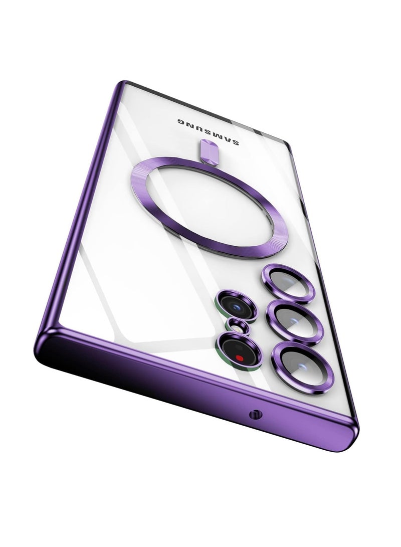 ELTRAZONE Case Compatible with Samsung Galaxy S25 Ultra 6.8" | Clear Magnetic Case for Wireless Charging | Shockproof Camera Protection | Soft TPU Bumper Cover | Scratch-Resistant & Slim Fit | Anti-Yellowing Transparent Design Purple - Image 1