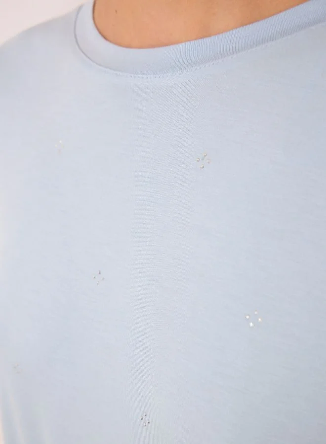 women'secret Blue Glitter Viscose Capri Pyjamas