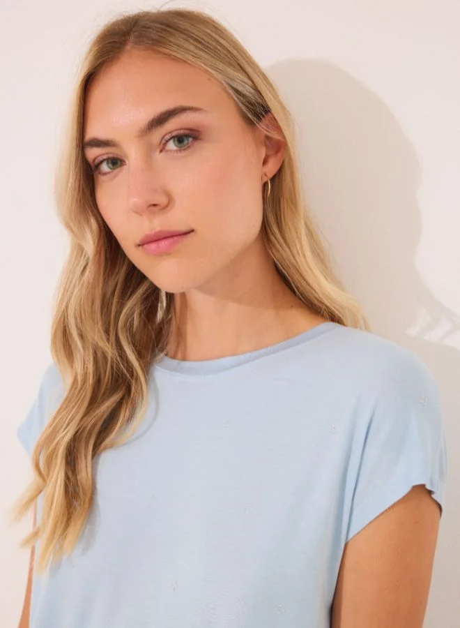 women'secret Blue Glitter Viscose Capri Pyjamas