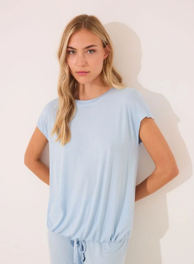 women'secret Blue Glitter Viscose Capri Pyjamas