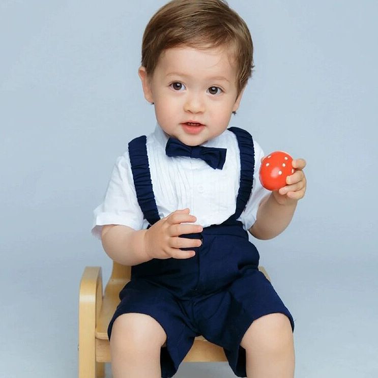 Pure Color Children'S Performance Clothing Short-Sleeved Shorts Children'S Clothing Baby Overalls Bow Suit Generation Hair - Image 4