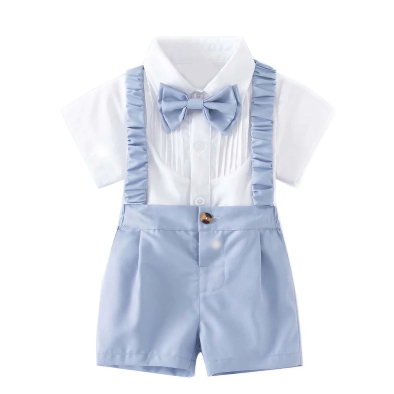 Pure Color Children'S Performance Clothing Short-Sleeved Shorts Children'S Clothing Baby Overalls Bow Suit Generation Hair - Image 5