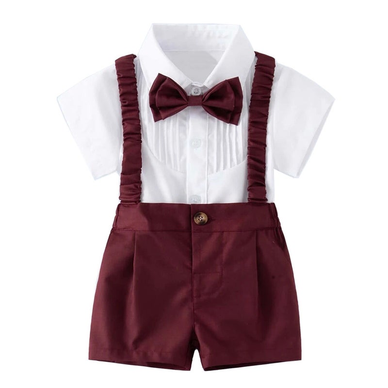 Pure Color Children'S Performance Clothing Short-Sleeved Shorts Children'S Clothing Baby Overalls Bow Suit Generation Hair - Image 3