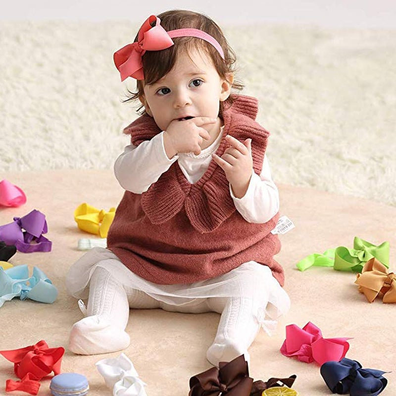 WillingTee Baby Girls 4.5 Inch Grosgrain Ribbon Boutique Hair Bows Headband, 30 Colors - Fantastic Hair Accessories for Baby Girls, Infants, Toddlers, Kids, Children & Teens - Image 5