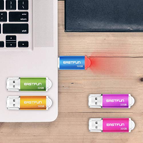 EASTFUN 32GB USB 2.0 Flash Drive Memory Stick Thumb Drive, 4 Pack (4x32GB) Colors (Gold Purple Blue Green) - Image 4