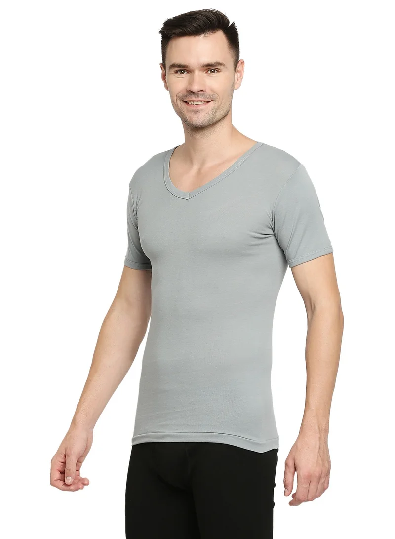 BYC MEN'S V-NECK COTTON UNDERSHIRT (PACK OF 3) - GREY