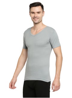 BYC MEN'S V-NECK COTTON UNDERSHIRT (PACK OF 3) - GREY  - Image 4