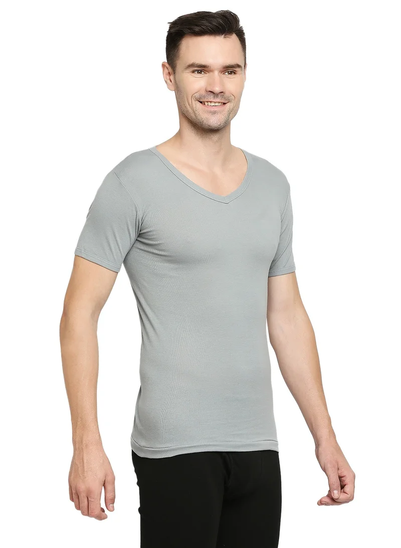 BYC MEN'S V-NECK COTTON UNDERSHIRT (PACK OF 3) - GREY