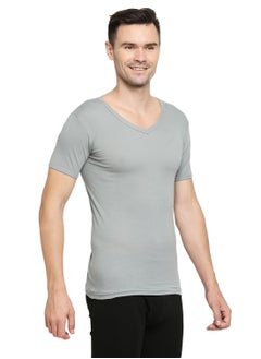 BYC MEN'S V-NECK COTTON UNDERSHIRT (PACK OF 3) - GREY  - Image 5
