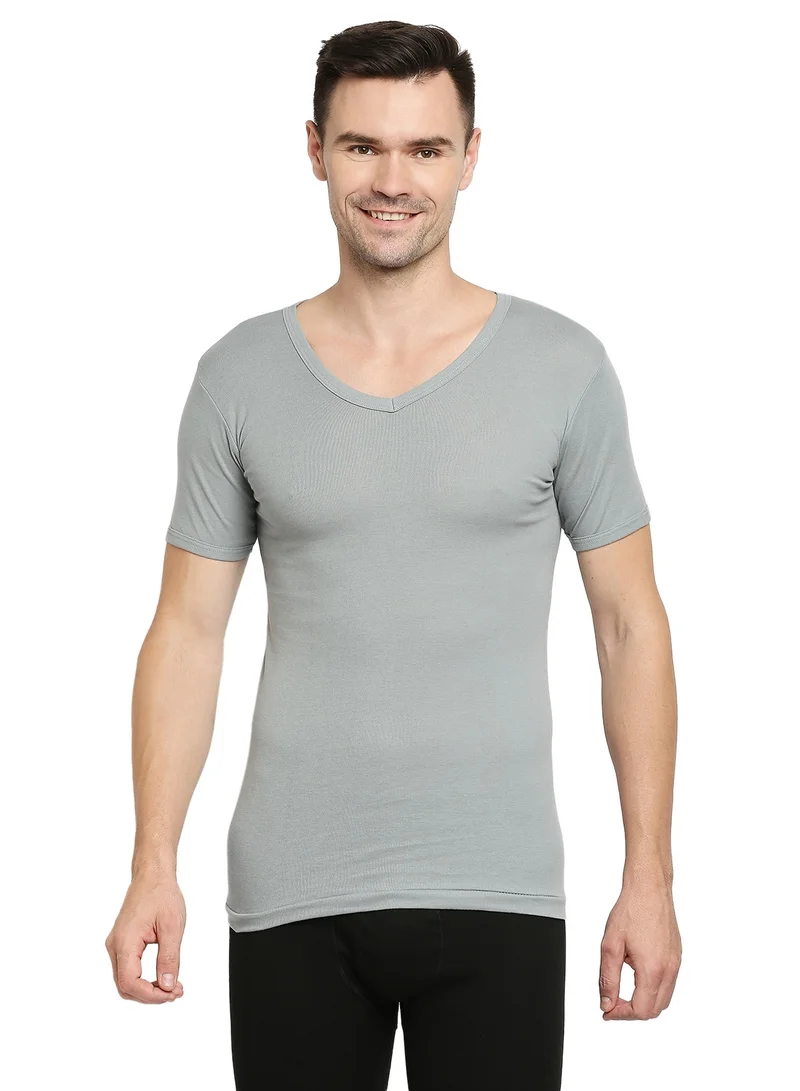 BYC MEN'S V-NECK COTTON UNDERSHIRT (PACK OF 3) - GREY