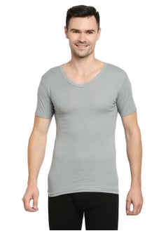 BYC MEN'S V-NECK COTTON UNDERSHIRT (PACK OF 3) - GREY  - Image 3