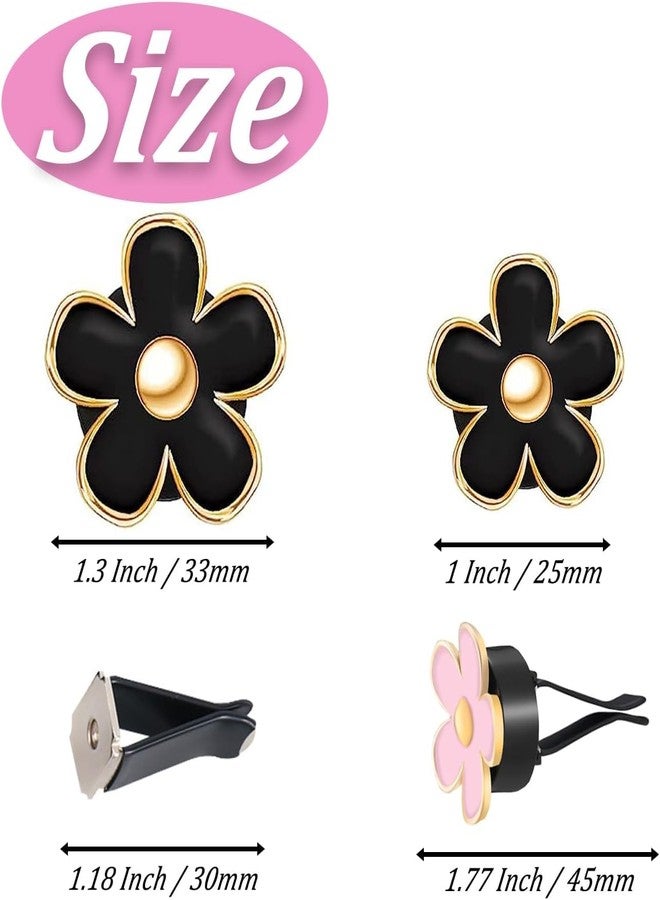 OBTANIM 6 Pack Colorful Daisy Flower Car Air Vent Clips Car Air Outlet Freshener Clip for Car Interior Decoration Accessories (Black, White, Red) - Image 2