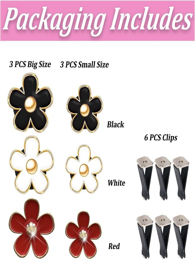OBTANIM 6 Pack Colorful Daisy Flower Car Air Vent Clips Car Air Outlet Freshener Clip for Car Interior Decoration Accessories (Black, White, Red) - Image 3