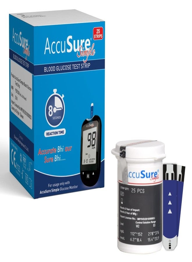 AccuSure Simple Blood Glucose Test Strip - 25 Strips | TD-4183 | Black - Image 1