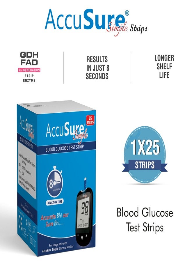 AccuSure Simple Blood Glucose Test Strip - 25 Strips | TD-4183 | Black - Image 3