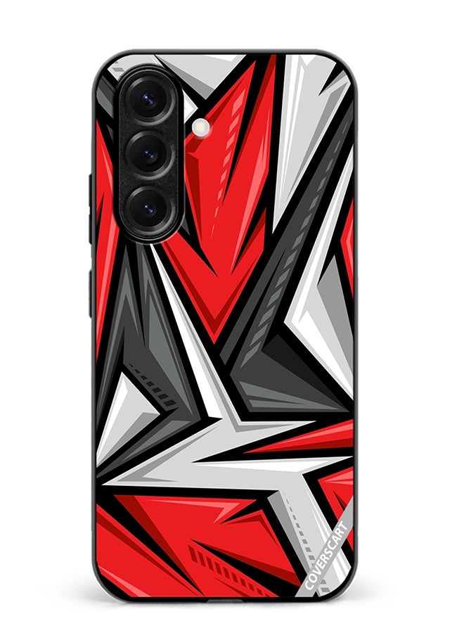 Protective Case Cover For Samsung Galaxy S25 Texture Sports Racing Style Red Color Design Multicolour