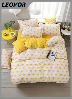 4-Piece Little Crown Printed Design Duvet Cover Set Cottonl White/Yellow 200x230cm - pzsku/ZB21B3277BCE092276AE1Z/45/_/1729670753/77295db7-f89c-4f94-bba9-6a0a89fc5a0e