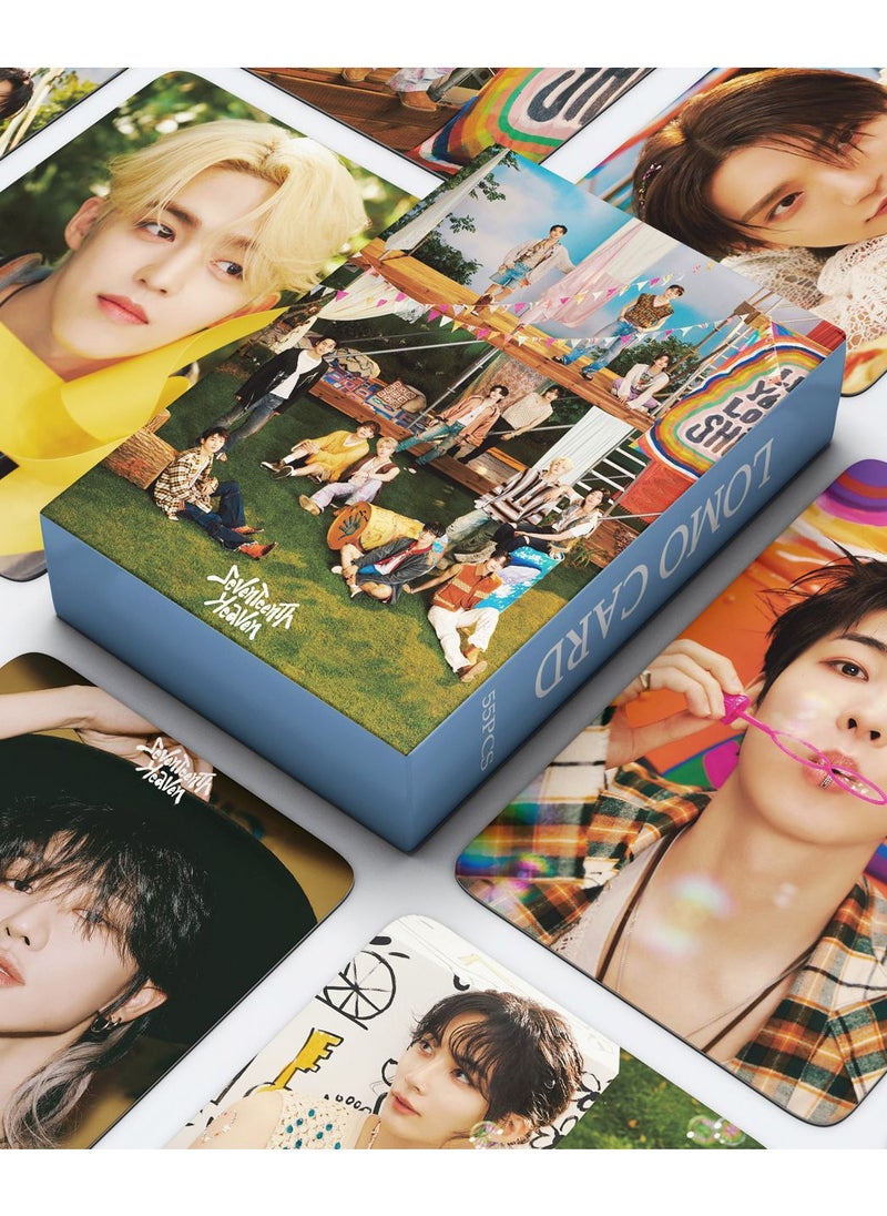 EHOME 55 Pcs Kpop SEVENTEEN New 11th Mini Album (SEVENTEENTH HEAVEN) Lomo Cards Seventeen Card Postcard Photocards with Greeting Card For Fans Collection Gifts  - Image 1