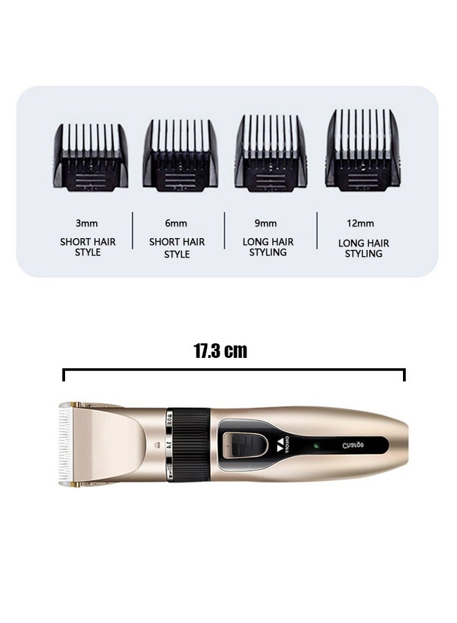 مجموعة تشذيب اللحية الكهربائية اللاسلكية، ماكينة حلاقة مقاومة للماء قابلة لإعادة الشحن عبر USB للرجال، مجموعة أدوات تشذيب شعر اللحية والأذنين والأنف (ذهبي) - Image 2