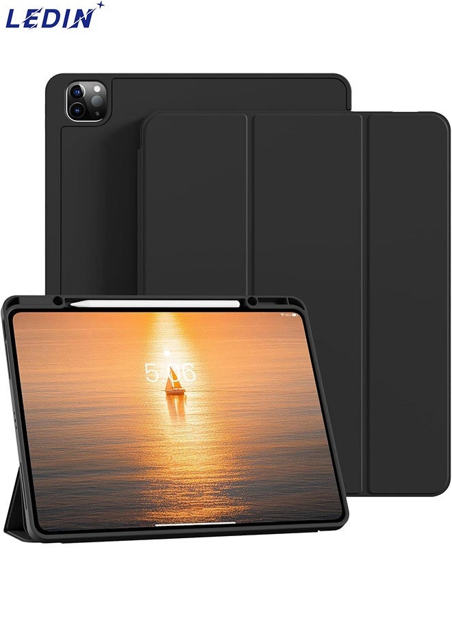 LEDIN Case for iPad Air 13 Inch (2025/2024, M3/M2), iPad Pro 12.9 Inch (6th/5th Gen, 2022/2021) with Pencil Holder, Slim Smart Cover with Soft TPU Back, Support Touch ID & Auto Wake/Sleep - Image 1