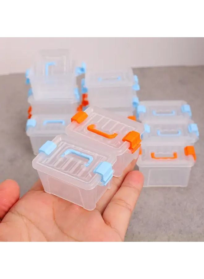 5Pcs Blue Mini Storage Boxes With Handles Durable Plastic Organizer For Dollhouse - Image 5