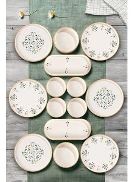 Kitchen Life 14 Piece D-Harma Stackable Breakfast Set for 6 Persons Luxury Breakfast Presentation Set Plate Multicolor 25x11x3.5cm  - Image 1