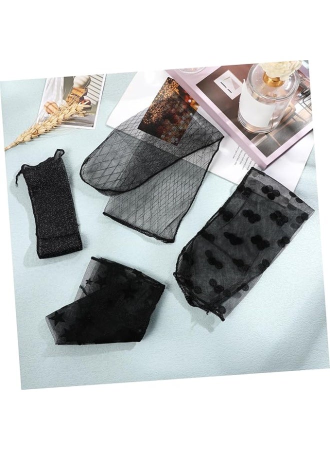BESTOYARD 4 Pairs Women Ankle High Socks Sheer Slouch Socks Transparent Lace Socks, Black, Medium - Image 3