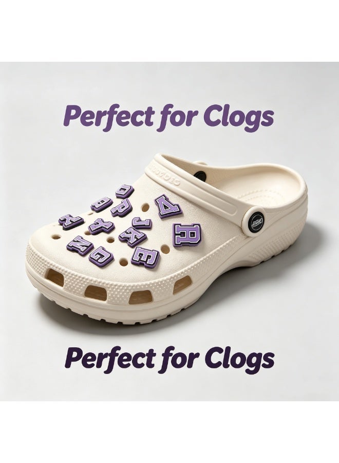 26 PCS Letter Shoe Charms Set, Purple Custom Name Clog Pins for Clogs, Backpack, Keychain, Phone Case, Sports Gift - Image 2