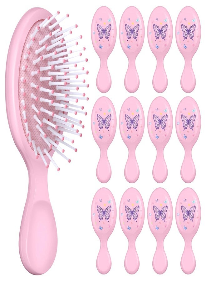 Cecnamt 12 Pcs Butterfly Mini Detangler Brush, Mini Travel Hair Brush, Bristles Plastic Detangling Brush,No Tangle Soft Flexible Bristles for Straight, Curly, Thick Hair for Party Gift - Image 1