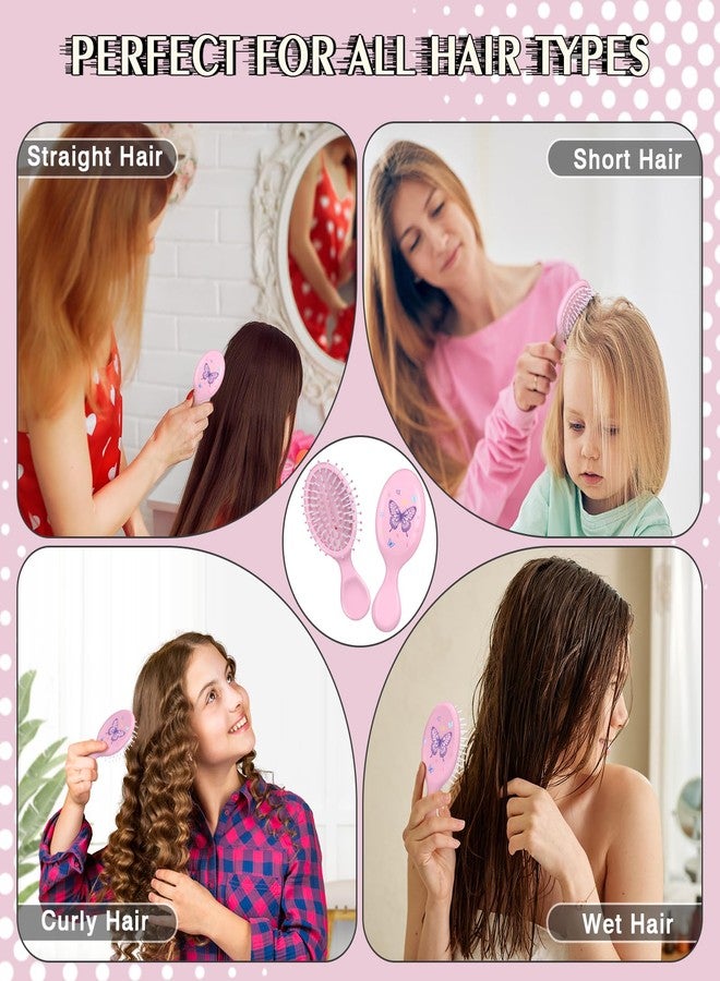 Cecnamt 12 Pcs Butterfly Mini Detangler Brush, Mini Travel Hair Brush, Bristles Plastic Detangling Brush,No Tangle Soft Flexible Bristles for Straight, Curly, Thick Hair for Party Gift - Image 2