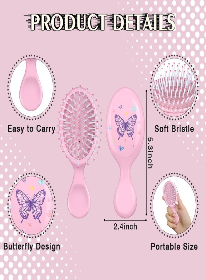 Cecnamt 12 Pcs Butterfly Mini Detangler Brush, Mini Travel Hair Brush, Bristles Plastic Detangling Brush,No Tangle Soft Flexible Bristles for Straight, Curly, Thick Hair for Party Gift - Image 5